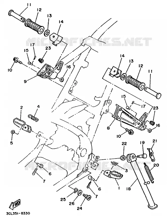 STAND / FOOTREST Yamaha MOTO 240 1988 TDR  TDR240