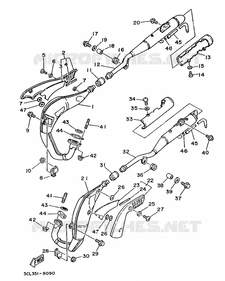 EXHAUST Yamaha MOTO 240 1990 TDR  TDR240