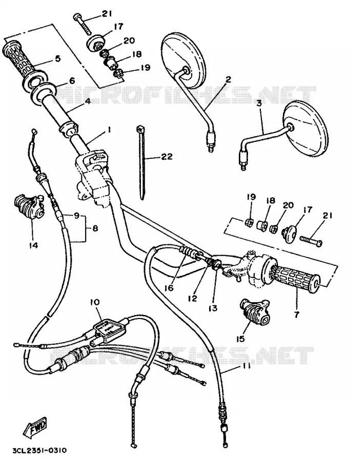 HANDLEBAR & CABLES Yamaha MOTO 240 1990 TDR  TDR240
