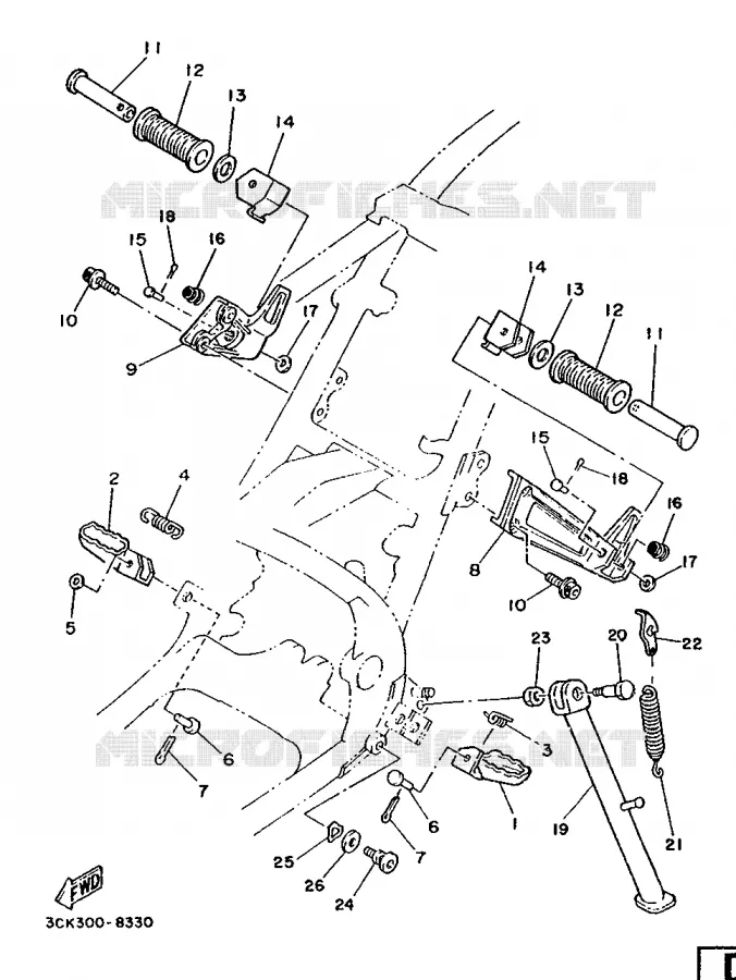 STAND / FOOTREST Yamaha MOTO 250 1988 TDR  TDR250