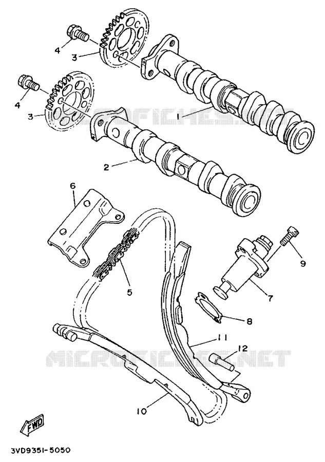CAMSHAFT / TIMING CHAIN Yamaha MOTO 850 1996 TRX  TRX850