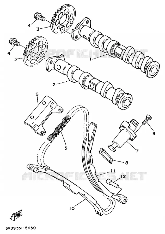 CAMSHAFT / TIMING CHAIN Yamaha MOTO 850 1996 TRX  TRX850