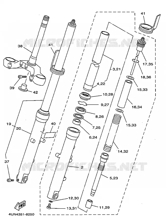 FRONT FORK Yamaha MOTO 850 1998 TRX  TRX850