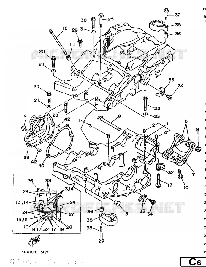 CRANKCASE Yamaha MOTO 850 1998 TRX  TRX850