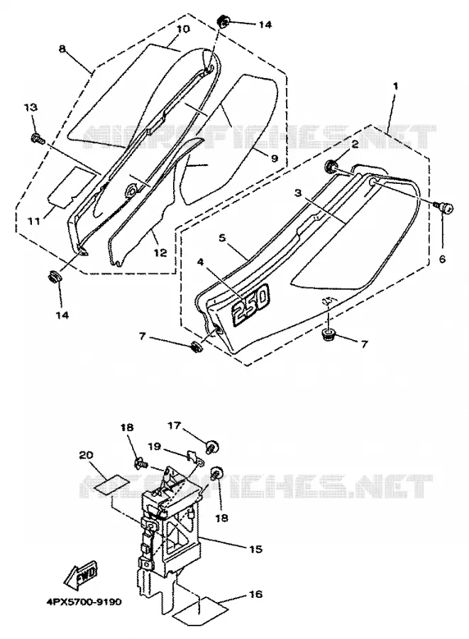 SIDE COVER Yamaha MOTO 250 1999 TTR  TT250RL