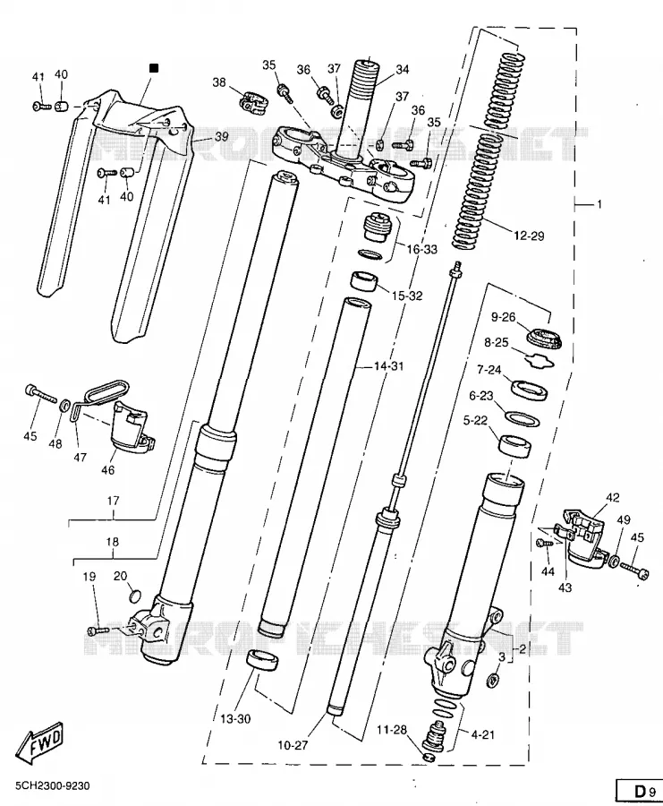 FRONT FORK Yamaha MOTO 600 1999 TTR  TT600R
