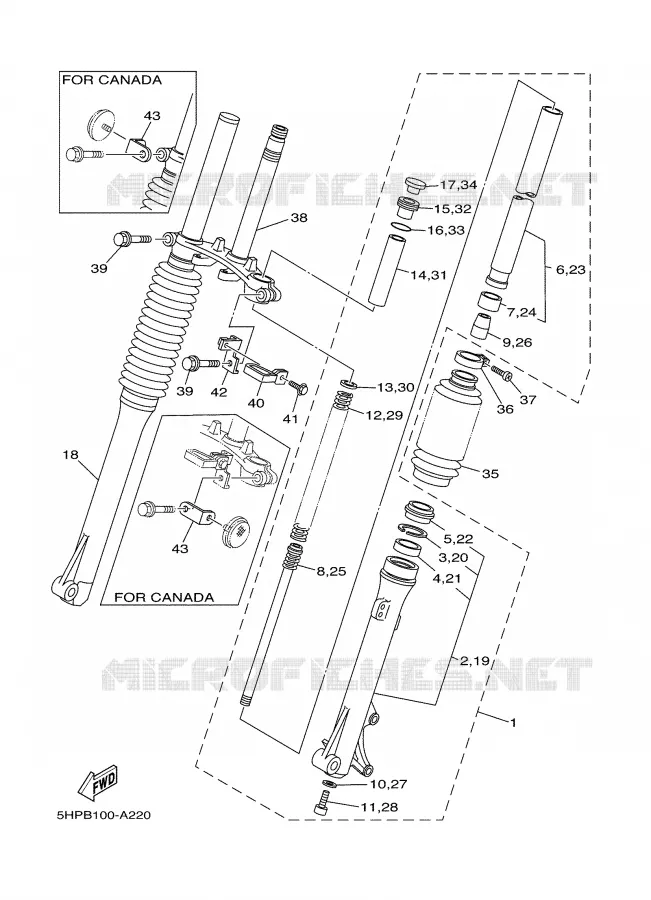 FRONT FORK 2 Yamaha MOTO 125 2007 TTR  TTR125