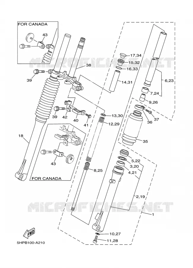 FRONT FORK Yamaha MOTO 125 2007 TTRE  TTR125E