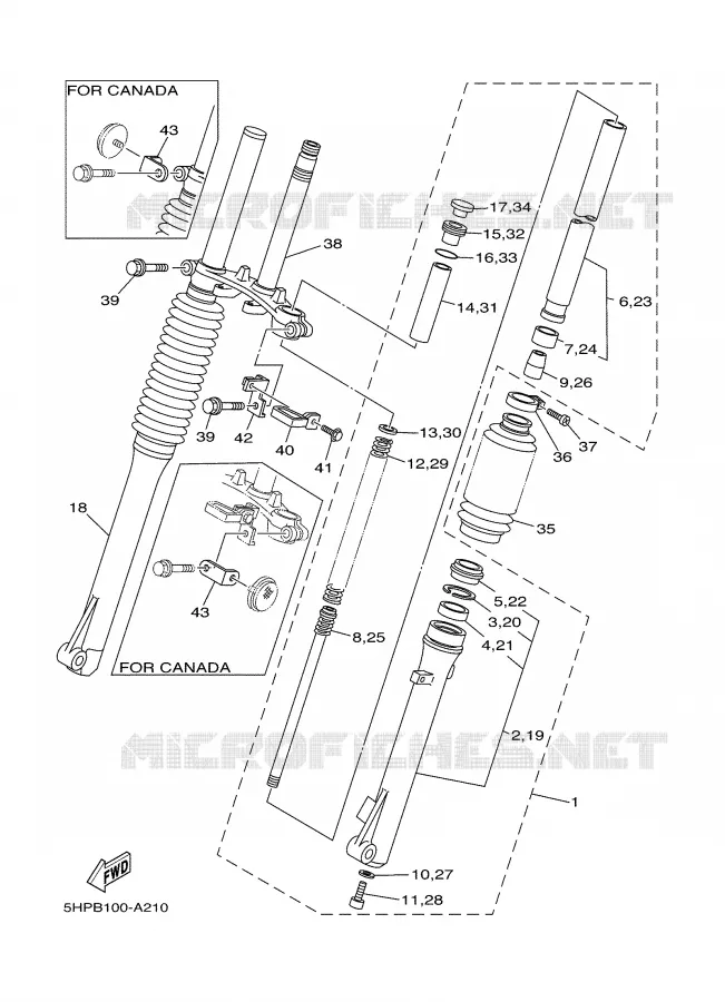 FRONT FORK Yamaha MOTO 125 2007 TTRE  TTR125EW