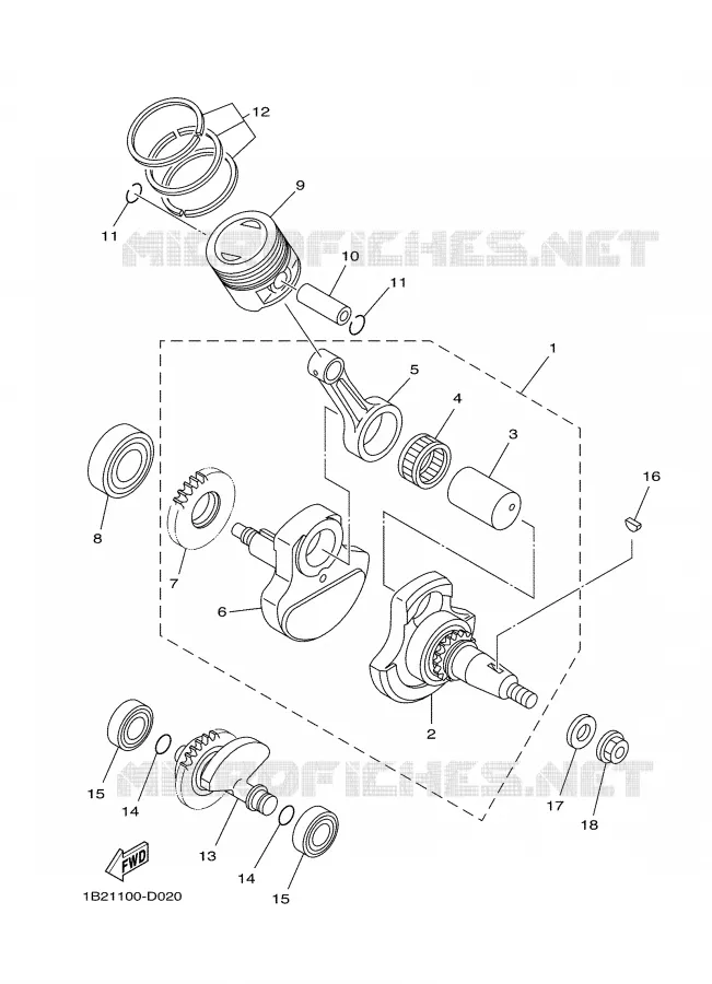 CRANKSHAFT / PISTON Yamaha MOTO 125 2005 TTR  TTR125LE