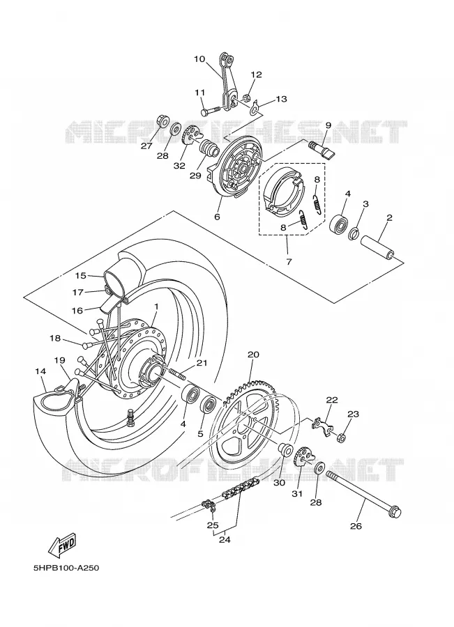 REAR WHEEL Yamaha MOTO 125 2003 TTR  TTR125LR