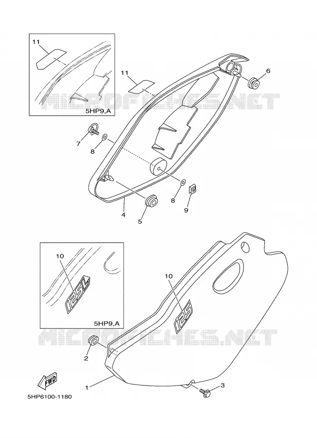 SIDE COVER Yamaha MOTO 125 2001 TTR  TTR125N