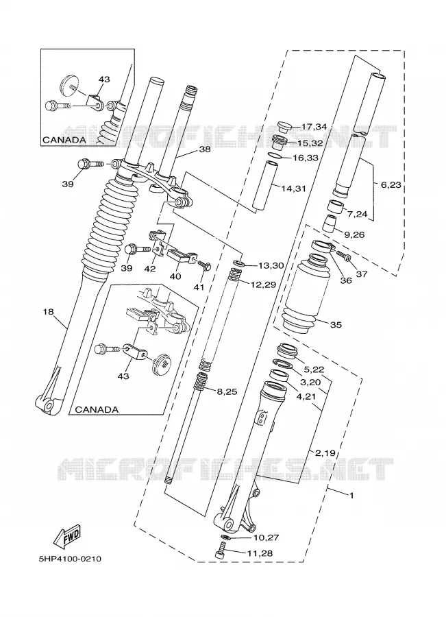 FRONT FORK 2 Yamaha MOTO 125 2001 TTR  TTR125N