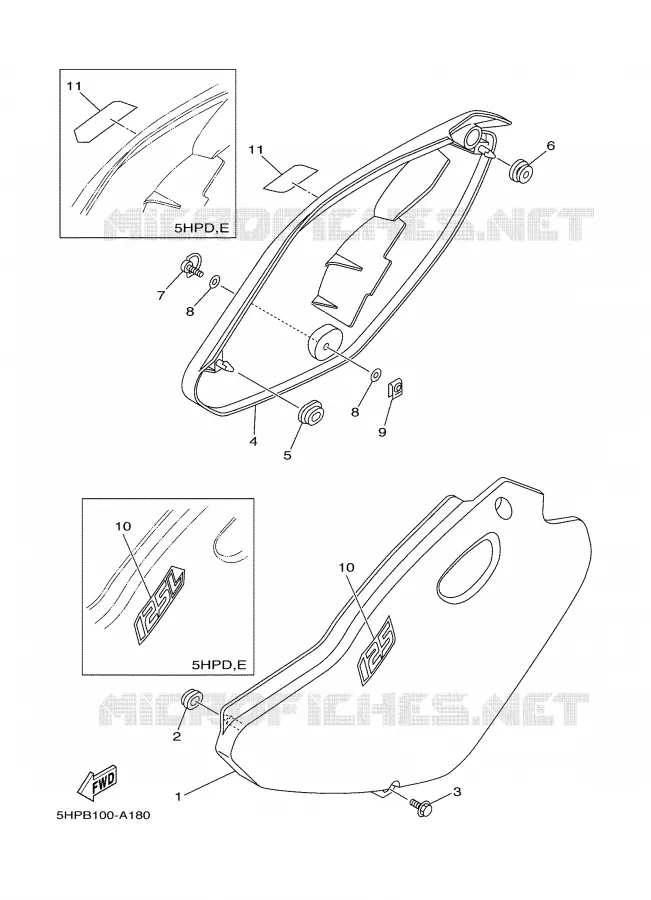 SIDE COVER Yamaha MOTO 125 2002 TTR  TTR125P