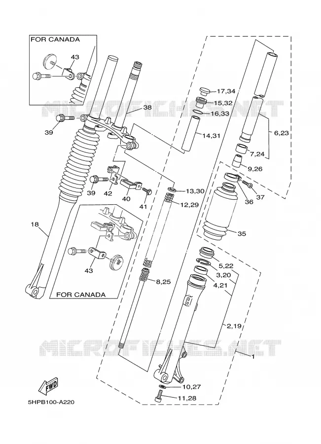 FRONT FORK 2 Yamaha MOTO 125 2004 TTR  TTR125S