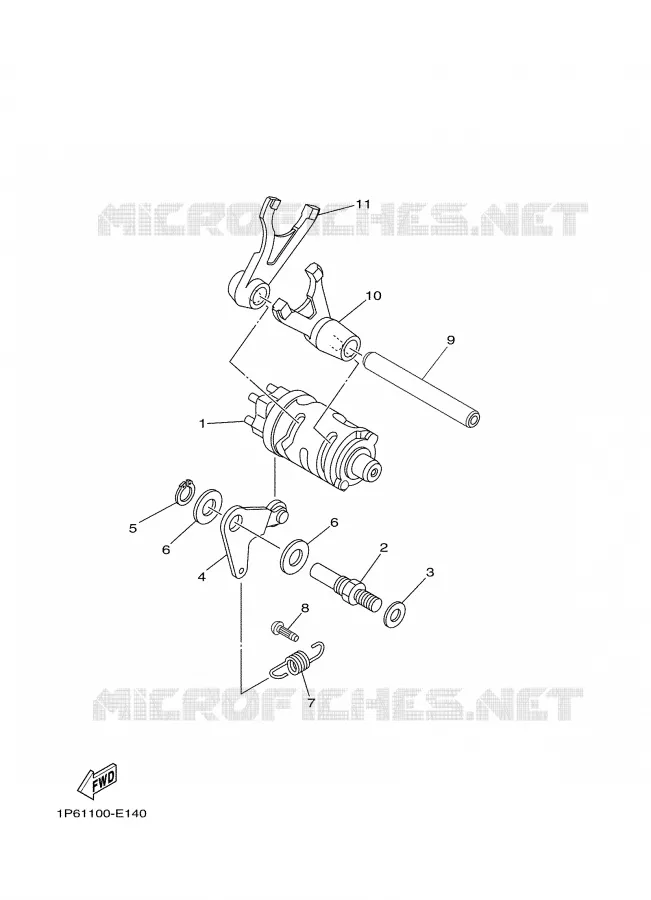 GEAR SHIFT SELECTOR DRUM / FORK Yamaha MOTO 50 2007 TTRE  TTR50E