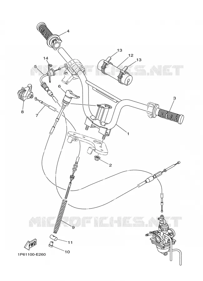 HANDLEBAR & CABLES Yamaha MOTO 50 2007 TTRE  TTR50E