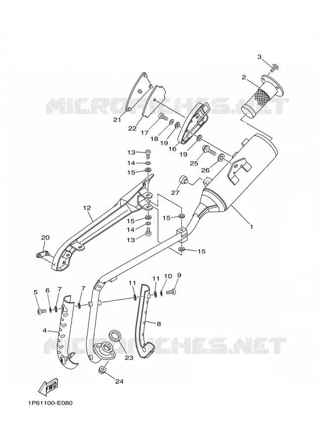 EXHAUST Yamaha MOTO 50 2007 TTRE  TTR50E