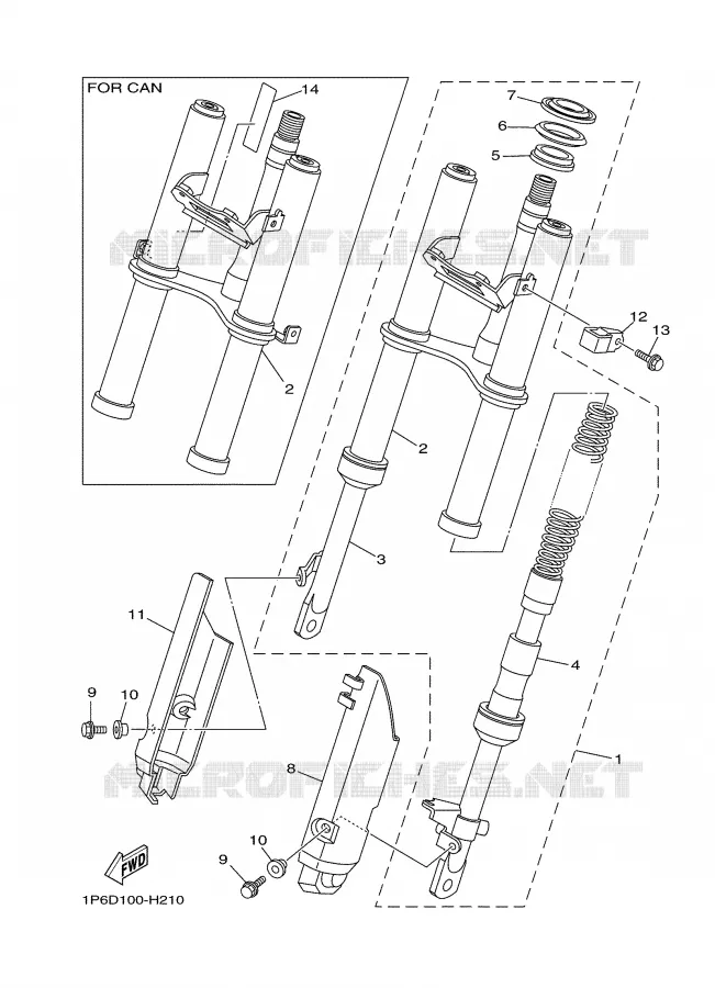 FRONT FORK Yamaha MOTO 50 2009 TTRE  TTR50E