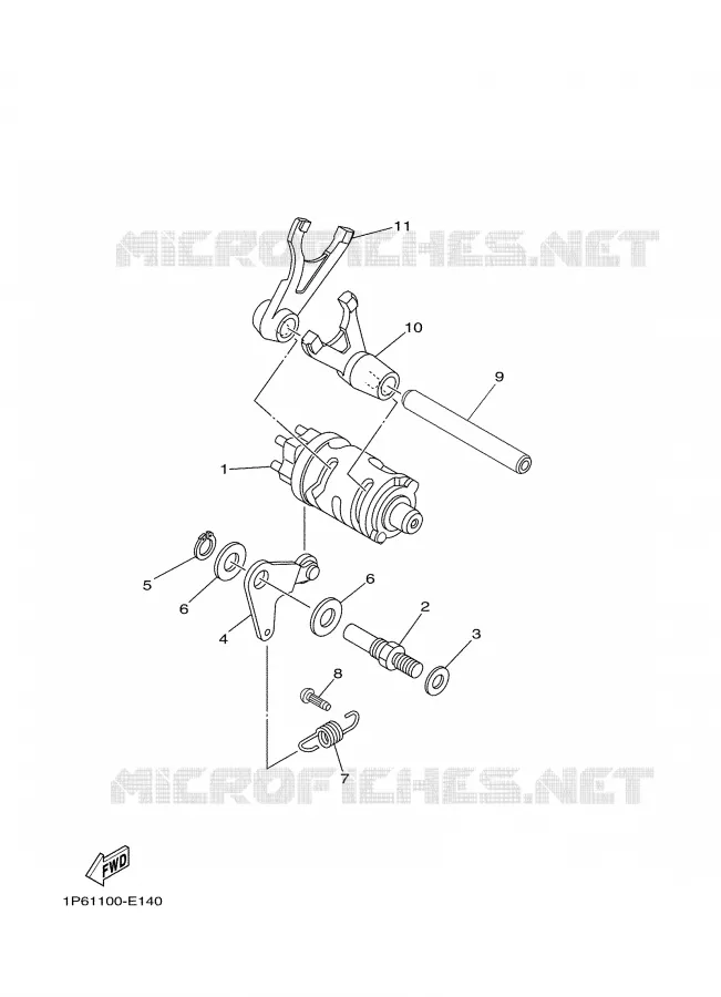 GEAR SHIFT SELECTOR DRUM / FORK Yamaha MOTO 50 2007 TTRE  TTR50EW