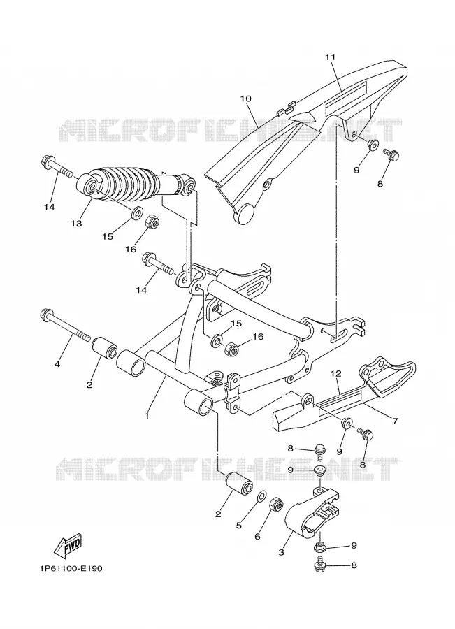 SWINGARM / SHOCK ABSORBER Yamaha MOTO 50 2008 TTRE  TTR50EX