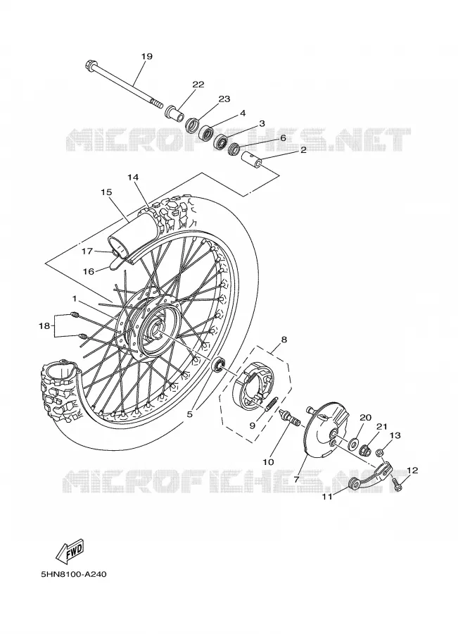 FRONT WHEEL Yamaha MOTO 90 2007 TTR  TTR90