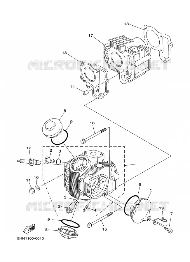CYLINDER HEAD  Yamaha MOTO 90 2000 TTR  TTR90M