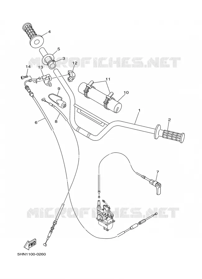 HANDLEBAR & CABLES Yamaha MOTO 90 2000 TTR  TTR90M