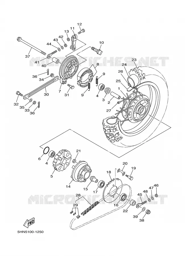 REAR WHEEL Yamaha MOTO 90 2001 TTR  TTR90N