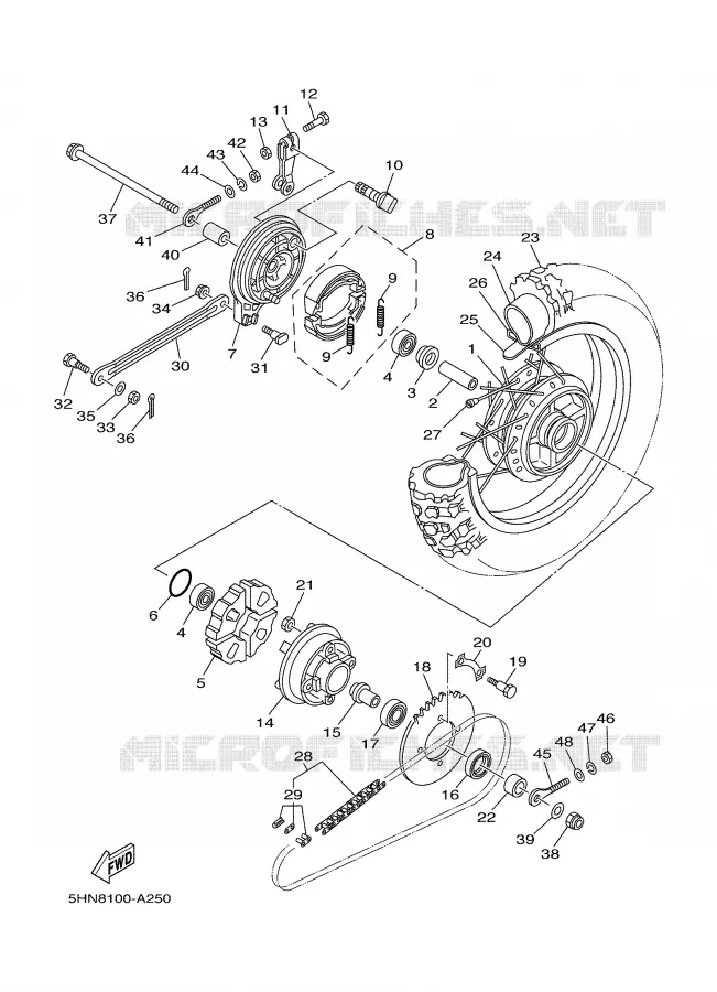 REAR WHEEL Yamaha MOTO 90 2003 TTR  TTR90R
