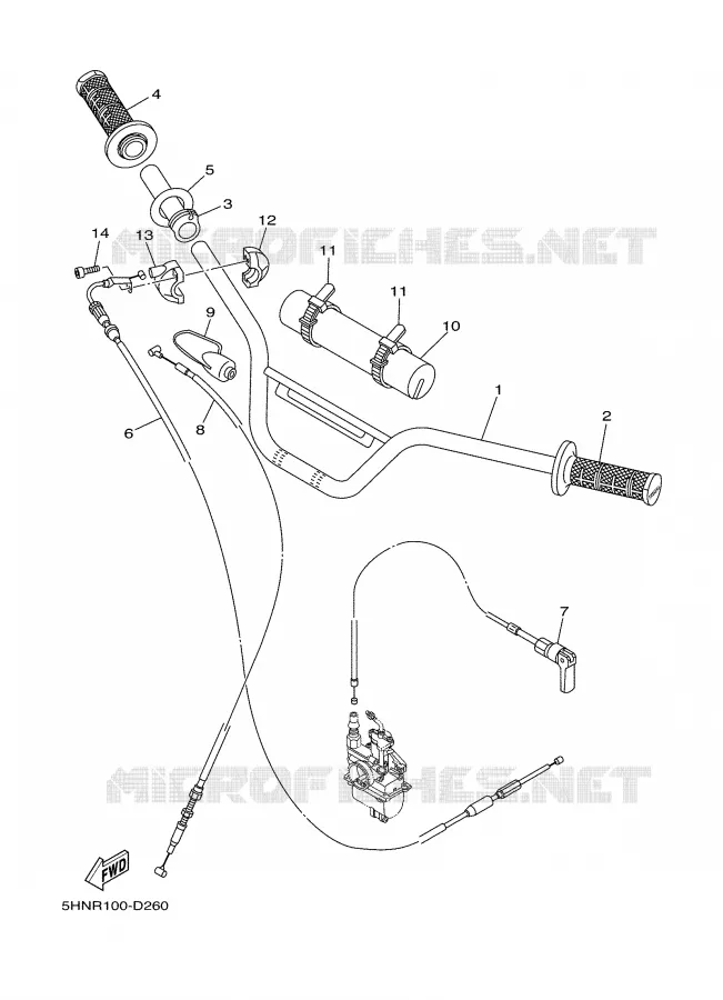HANDLEBAR & CABLES Yamaha MOTO 90 2005 TTR  TTR90T