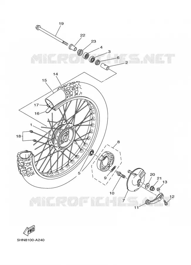 FRONT WHEEL Yamaha MOTO 90 2007 TTR  TTR90W