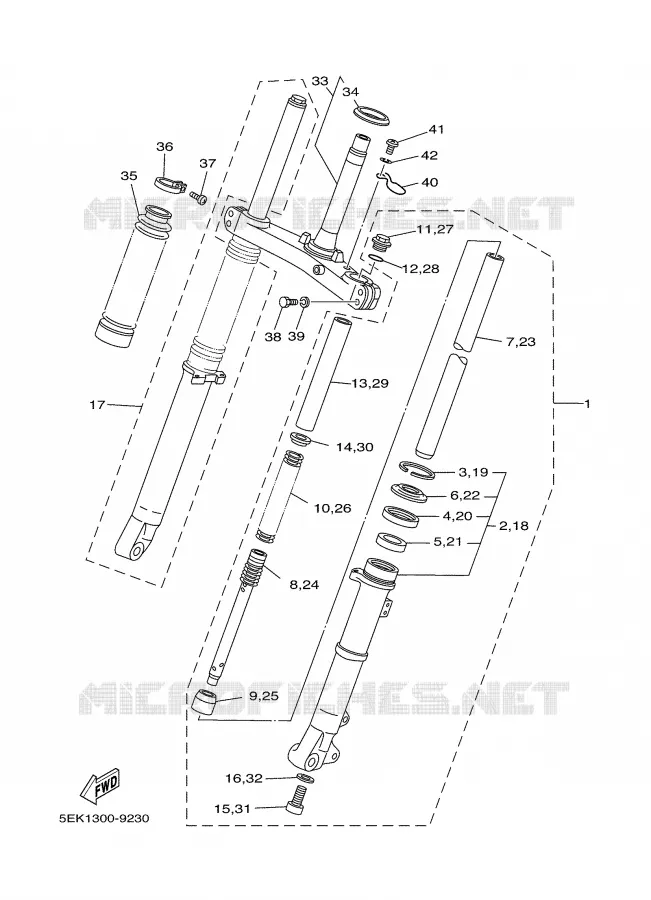 FRONT FORK Yamaha MOTO 125 2000 TW  TW125