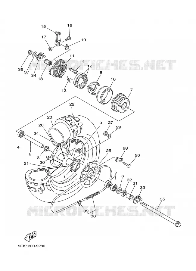 REAR WHEEL Yamaha MOTO 125 2000 TW  TW125