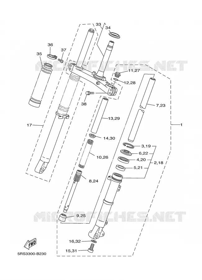 FRONT FORK Yamaha MOTO 125 2004 TW  TW125