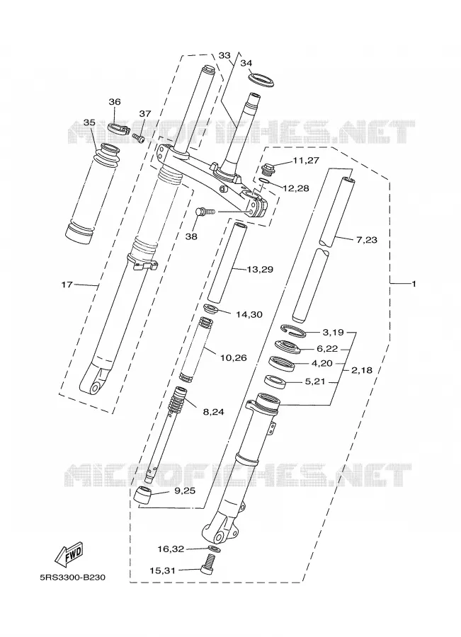 FRONT FORK Yamaha MOTO 125 2004 TW  TW125