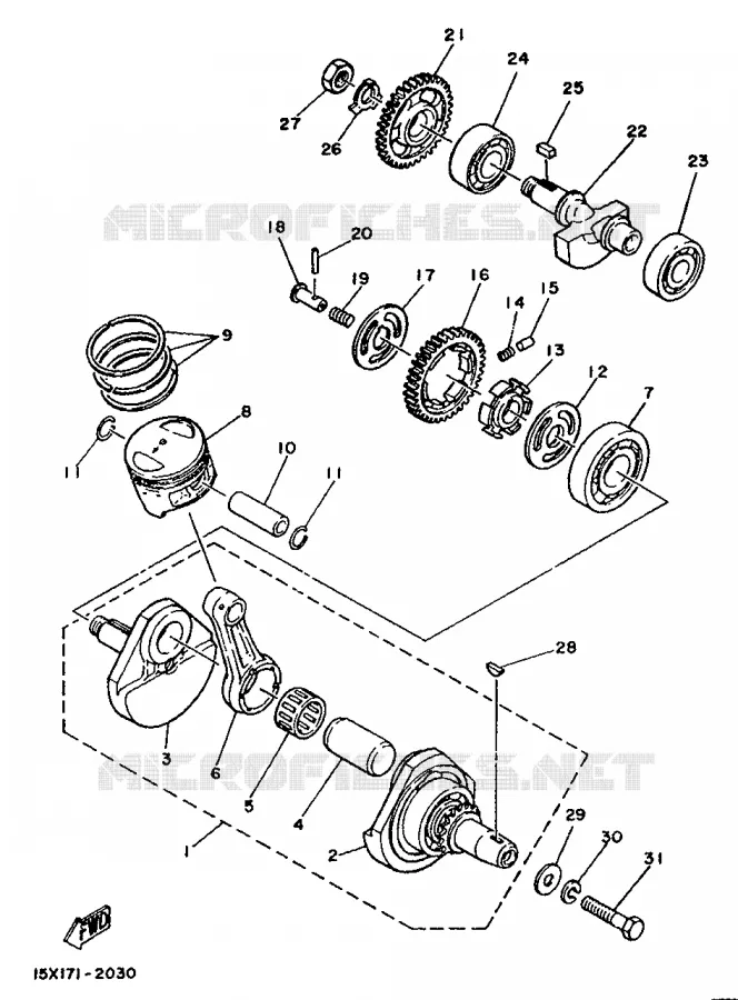 CRANKSHAFT / PISTON Yamaha MOTO 200 1989 TW  TW200E
