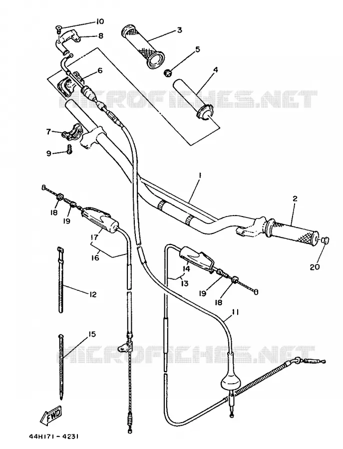 HANDLEBAR & CABLES Yamaha MOTO 250 1988 TY  TY250R