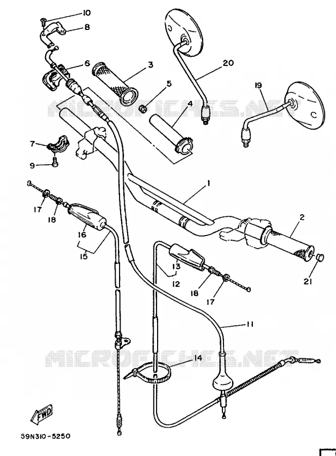 HANDLEBAR & CABLES Yamaha MOTO 250 1988 TY  TY250S