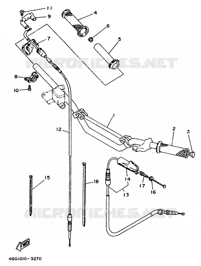 HANDLEBAR & CABLES Yamaha MOTO 250 1996 TY  TY250Z