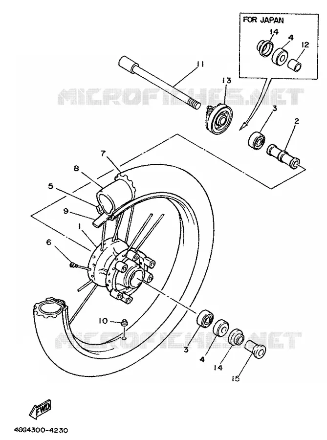 FRONT WHEEL Yamaha MOTO 250 1996 TY  TY250Z