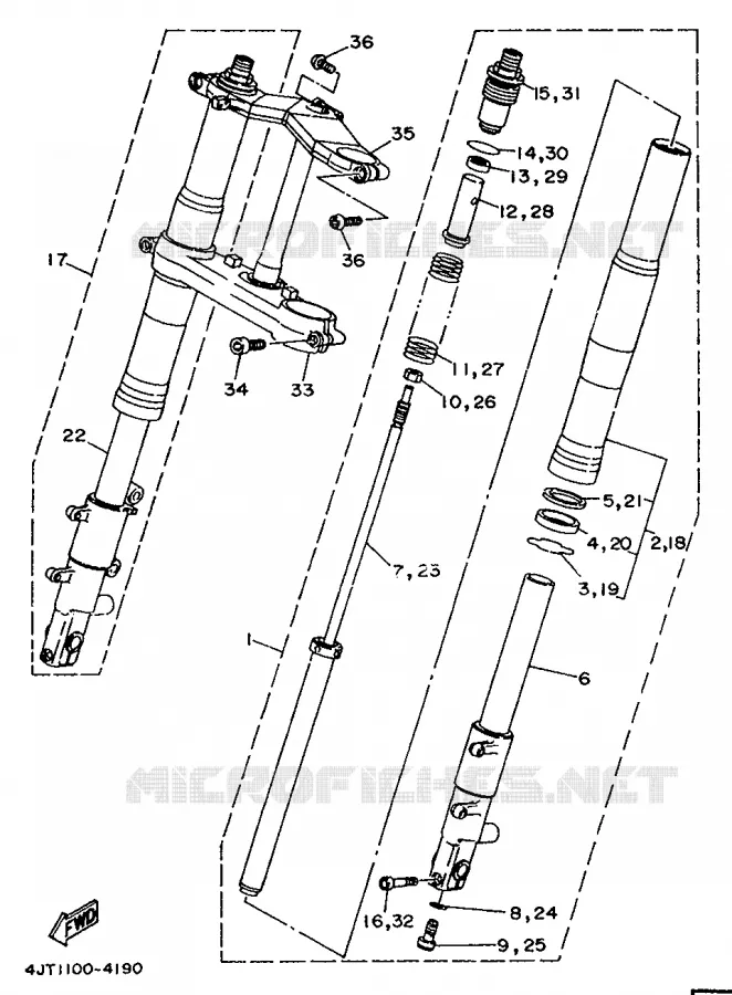 FRONT FORK Yamaha MOTO 125 1994 TZ  TZ125