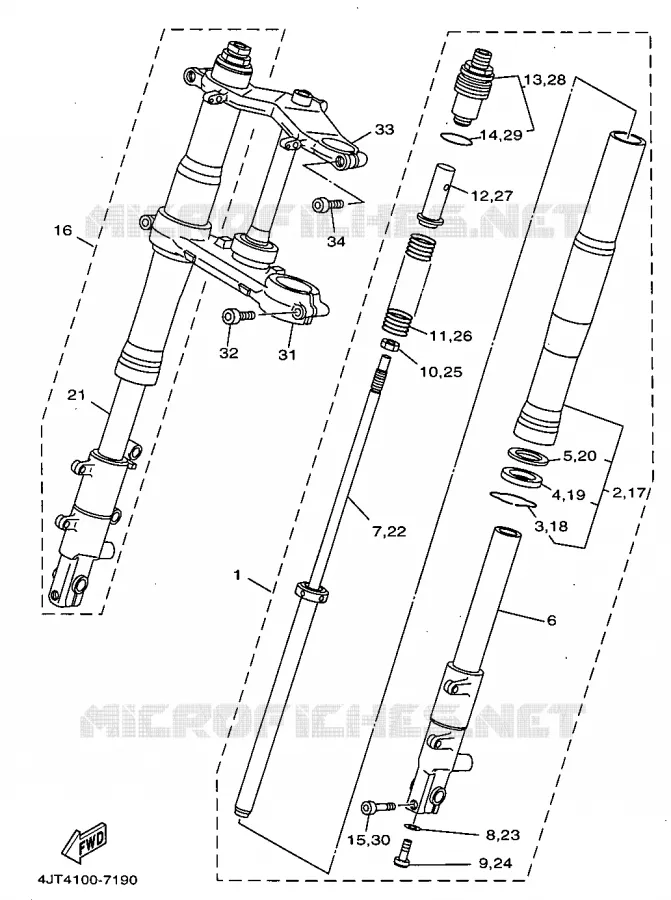 FRONT FORK Yamaha MOTO 125 1997 TZ  TZ125