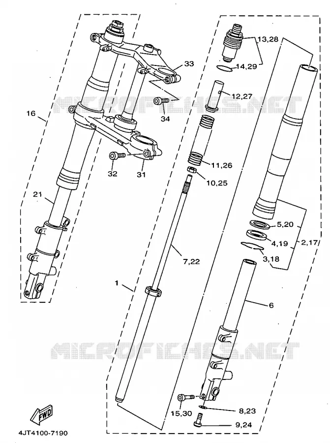 FRONT FORK Yamaha MOTO 125 1997 TZ  TZ125