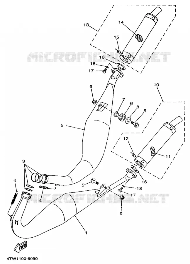 EXHAUST Yamaha MOTO 250 1996 TZ  TZ250