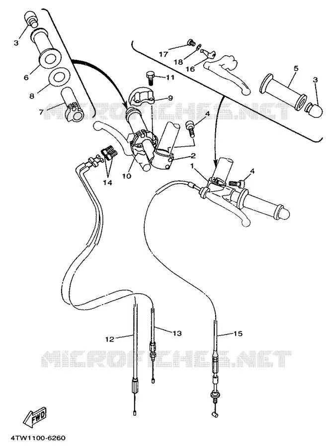 HANDLEBAR & CABLES Yamaha MOTO 250 1997 TZ  TZ250
