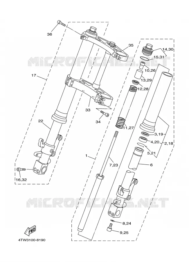 FRONT FORK Yamaha MOTO 250 2000 TZ  TZ250