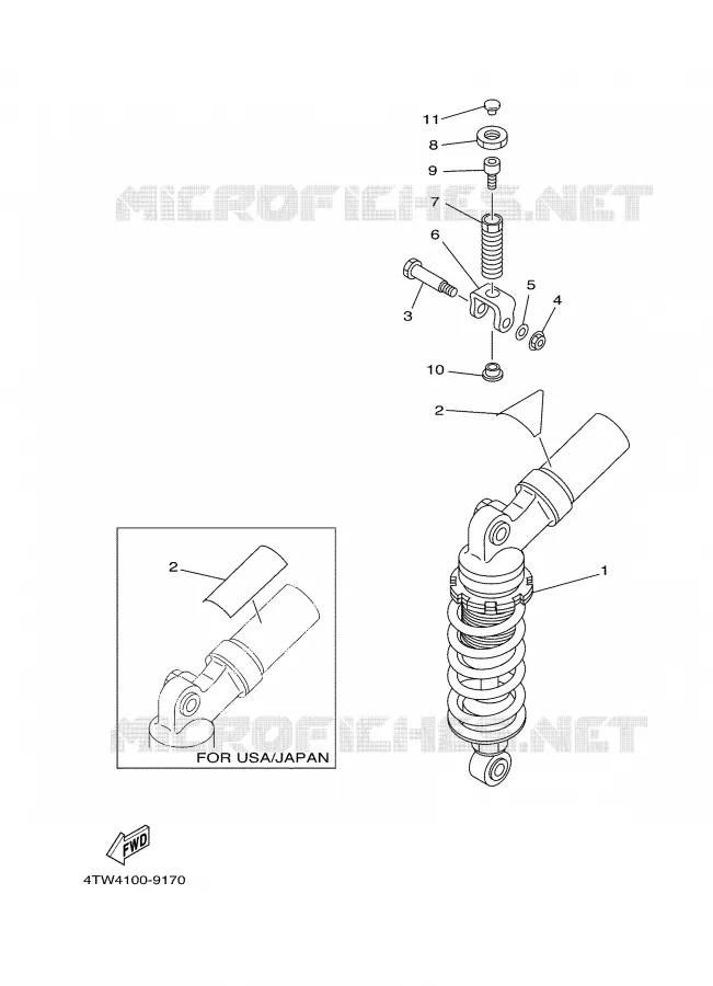 REAR SHOCK ABSORBER Yamaha MOTO 250 2001 TZ  TZ250