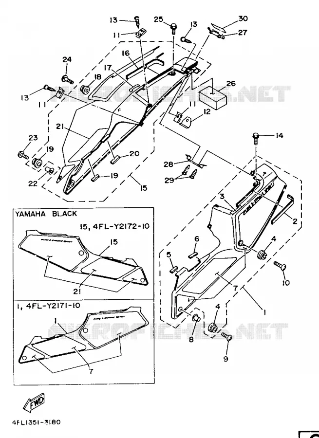 SIDE COVER Yamaha MOTO 125 1993 TZR  TZR125