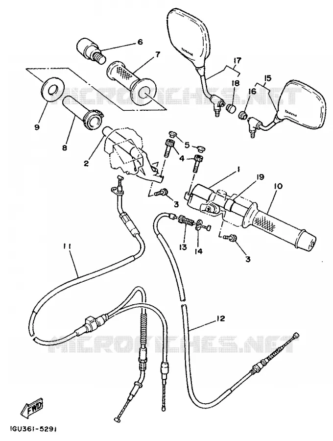 HANDLEBAR & CABLES Yamaha MOTO 125 1990 TZR  TZR125L